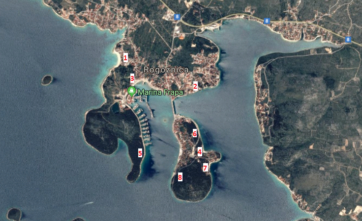 Pláže Rogoznica - mapa